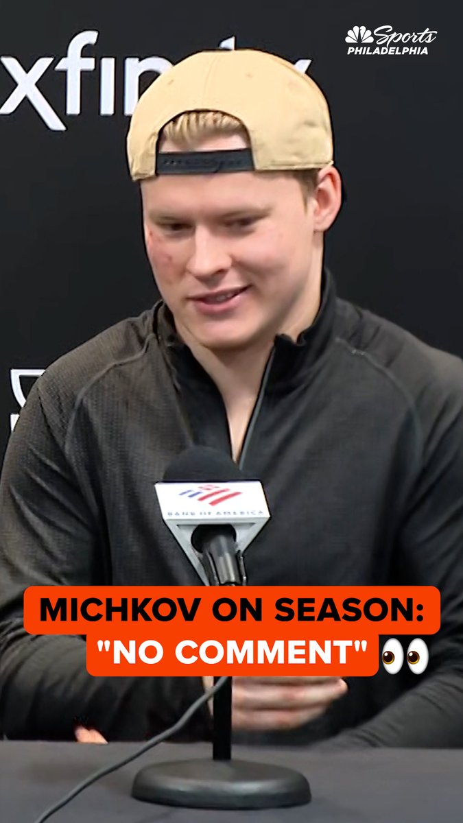 Matvei Michkov discusses his performance throughout the season and playoffs, translated by Slava Kuznetsov, a Flyers advisor.