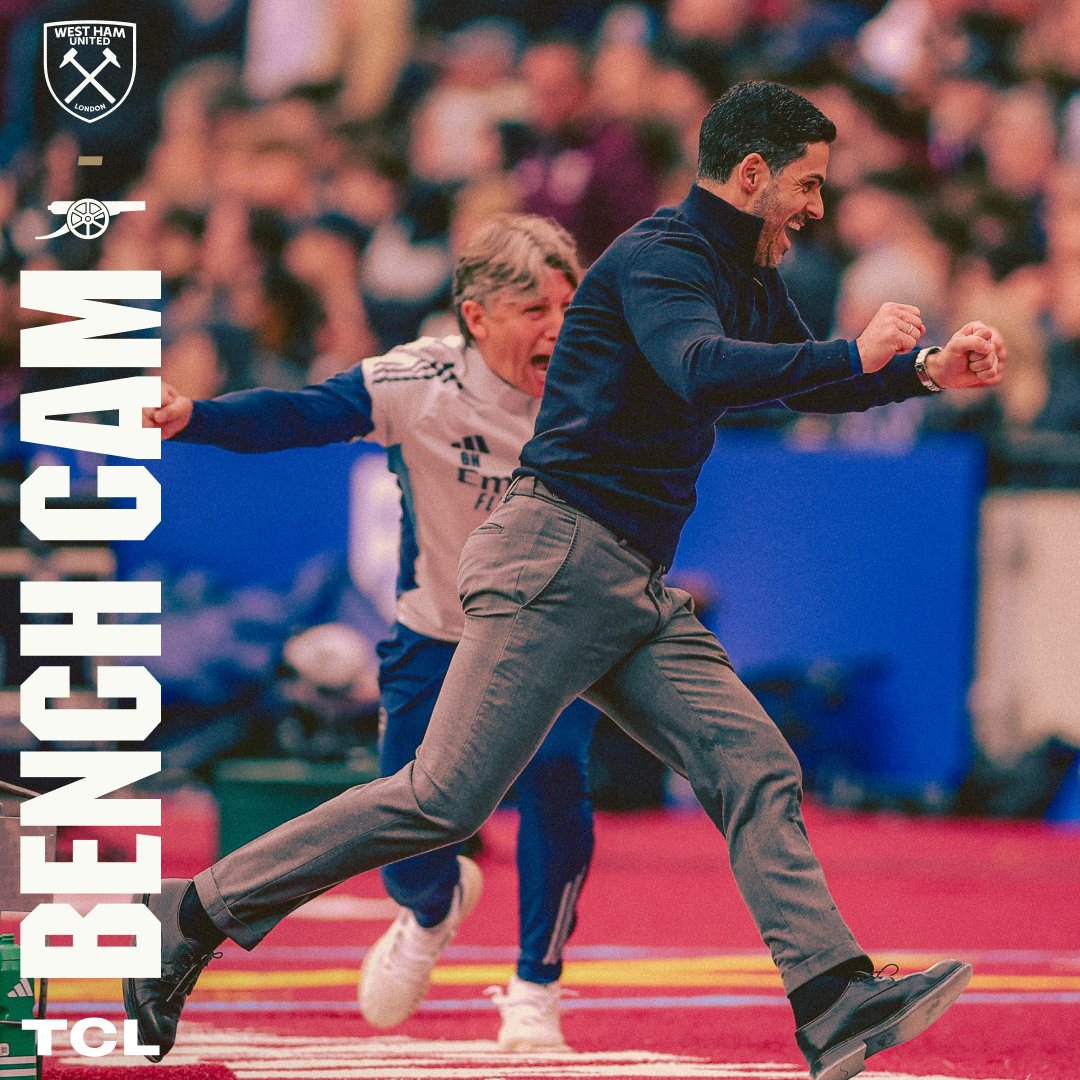 Anyone for a Bench Cam? 😁 Enjoy Mikel Arteta's standout touchline reactions from our West Ham win 👇 🤝 TCL Electronics