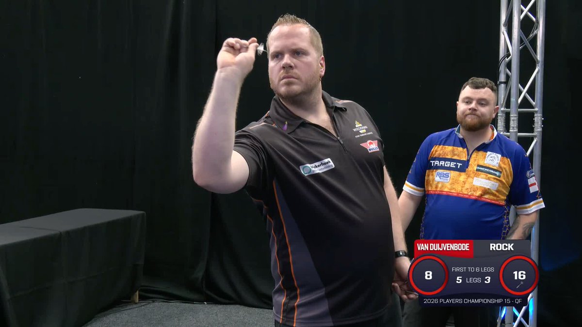 DIRK INTO THE SEMIS! Dirk van Duijvenbode reaches his first Players Championship semi-final of the year, defeating Josh Rock 6-3 after a messy final leg! 📺 #PC15