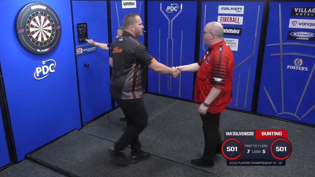 VAN DUIJVENBODE INTO THE FINAL! Dirk van Duijvenbode sets up an all-Dutch affair in the #PC15 final, as the Dutchman beats Premier League star Stephen Bunting 7-5! 📺 #PC15