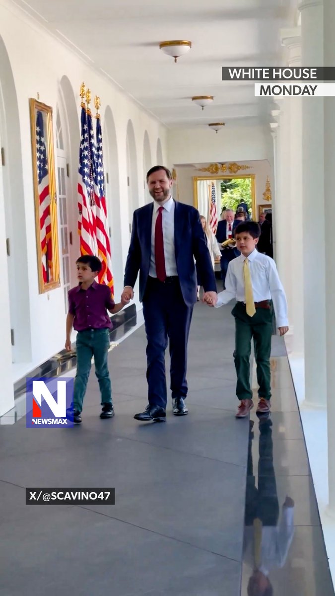WATCH: Vice President JD Vance was captured on video Monday walking to the Oval Office with his young sons, Ewan and Vivek.