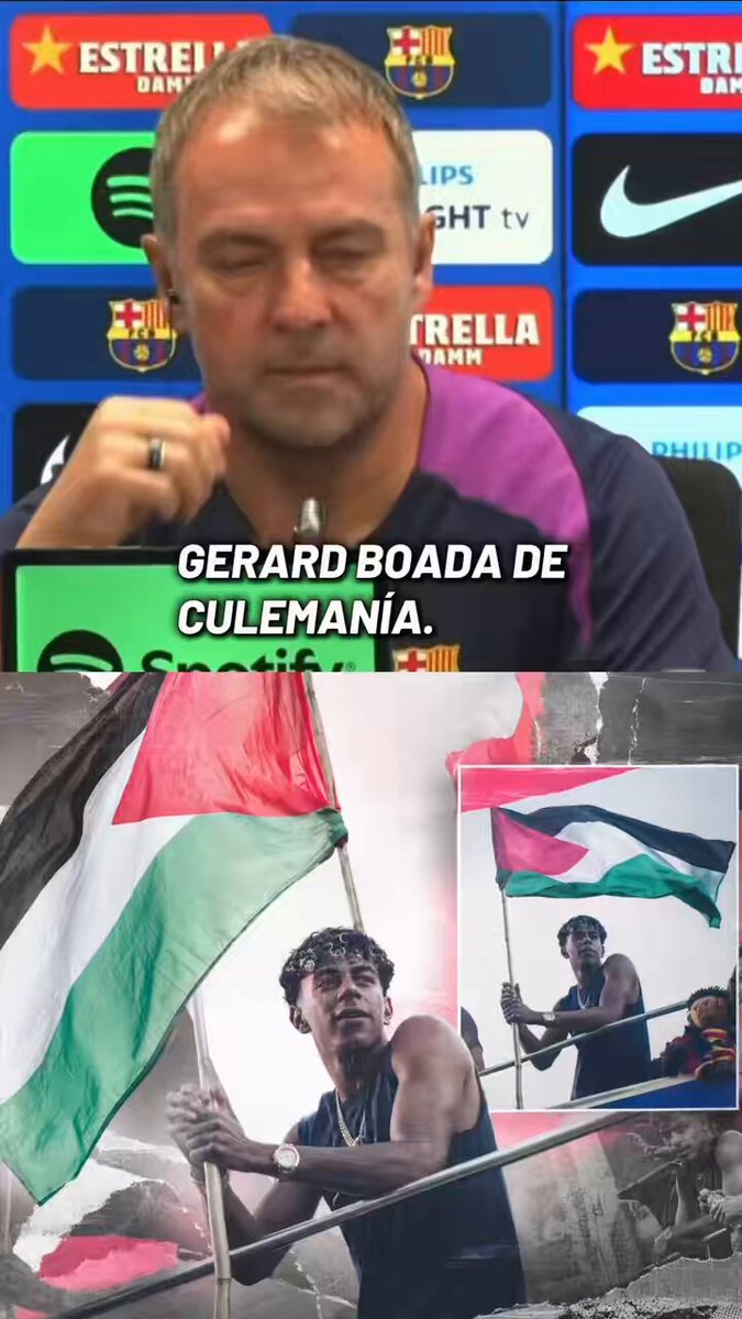 🇪🇸 "Son cosas que normalmente no me gustan. He hablado con él y le he dicho que si el quiere hacerlo es decisión suya.Nos dedicamos al fútbol" El entrenador alemán Hansi Flick criticó a Lamine Yamal de haber ondeado la bandera Palestina en los festejos.