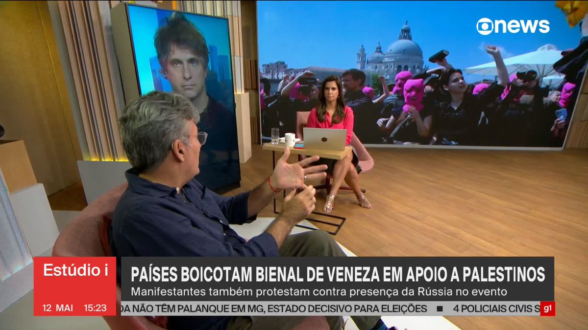 Países boicotam Bienal de Veneza em apoio a palestinos. Manifestantes também protestam contra a presença da Rússia no evento. ➡️ Assista à #GloboNews: #Estúdioi