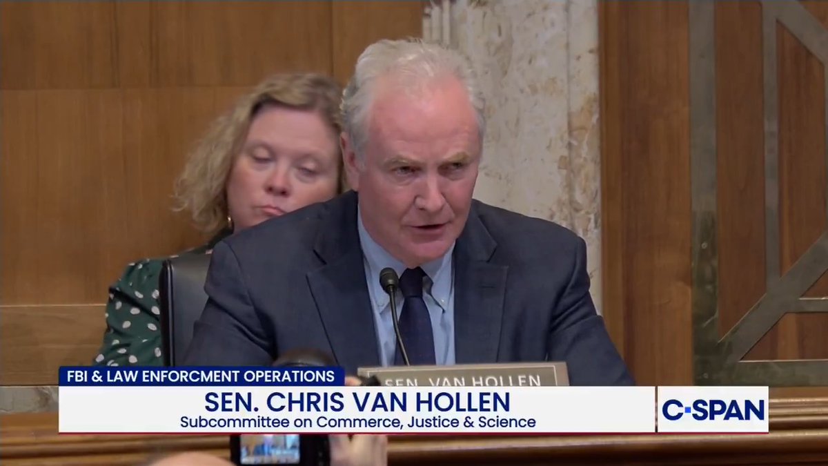 Sen. Senator Chris Van Hollen (D-MD) to Kash Patel: "We cannot look away from the credible, extremely troubling reports about your misconduct…Reports of your being so drunk and hungover that your staff had to force entry into your home are extremely alarming."