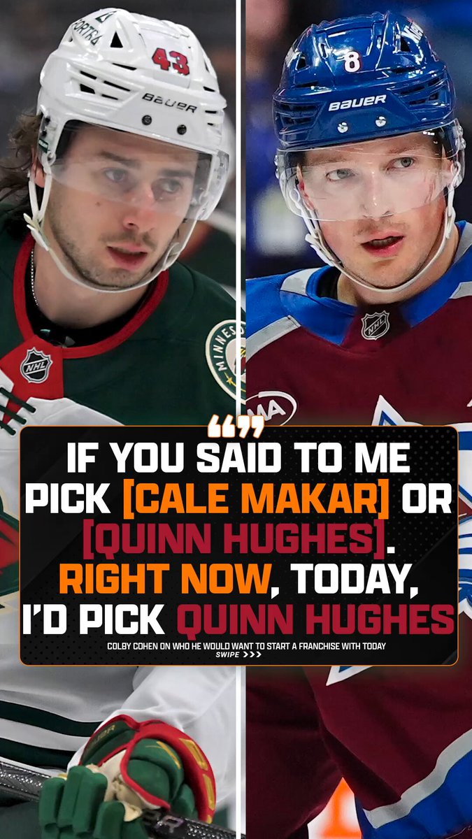 "If you said to me, pick [Cale Makar] or [Quinn Hughes]. Right now, today, I'd pick Quinn Hughes" Colby Cohen on who he would want to start a franchise with TODAY. Jonny Lazarus | Colby Cohen Presented by ProrasoUSA #ShaveLikeAPro #GoAvsGo #mnwild