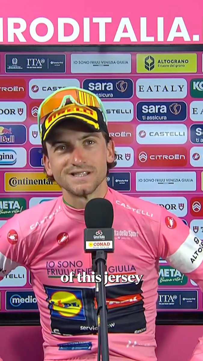 “I’ve dreamed of wearing this jersey since being a kid” 🥹 Giulio Ciccone is truly elated to be wearing the pink jersey 🩷🇮🇹