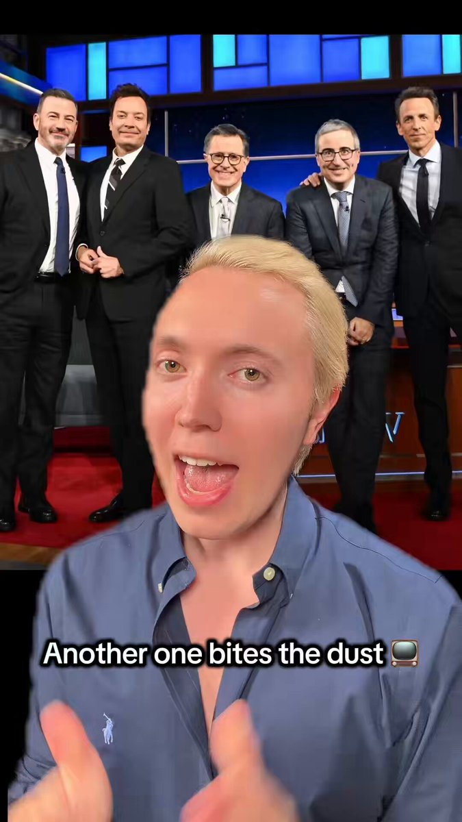 Late night TV is collapsing. Stephen Colbert’s show is officially coming to an end, and his fellow late-night hosts stopped by to commiserate… honestly one of the scariest groups of men I’ve ever seen.