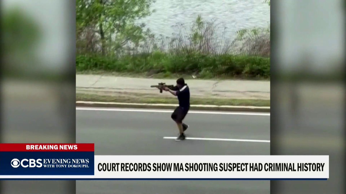 The suspect who allegedly opened fire at random on a major road near Boston had prior criminal convictions, authorities said. At least two men in separate vehicles were struck and are fighting life-threatening injuries.