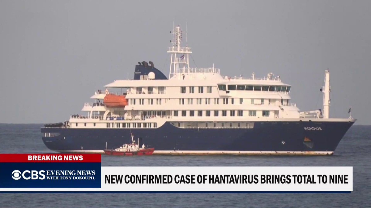 UPDATE: A new hantavirus case linked to the cruise ship outbreak has been reported at a military hospital in Spain, bringing the total to nine globally, including three deaths. 16 Americans quarantined in Nebraska remain symptom-free and in good spirits.