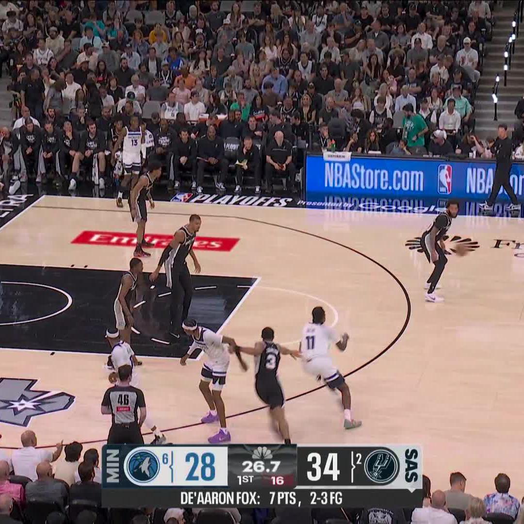 "As soon as he hit him, he said get in the weight room!" Naz Reid bumps Wemby out of the way and then finishes the open layup. 📺 NBC and Peacock