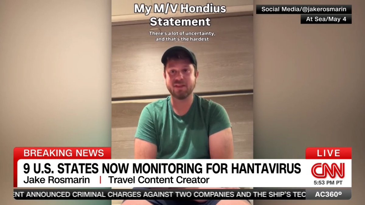 Jake Rosmarin, a travel content creator who was onboard the hantavirus-hit cruise ship, describes the conditions from the quarantine facility in Nebraska where he and 15 others are being monitored.