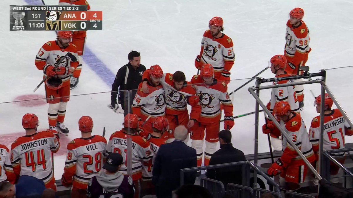 Brayden McNabb was given a game misconduct for interference on Ryan Poehling. Poehling left the game with an apparent injury.