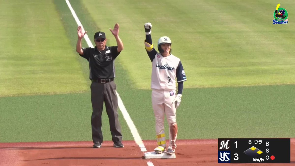 走る方も問題なし 長岡秀樹 右中間真っ二つ 快足飛ばし三塁陥れる ⚾️ヤクルト×ロッテ(ファーム) #イージースポーツ #swallows #だったらDAZN