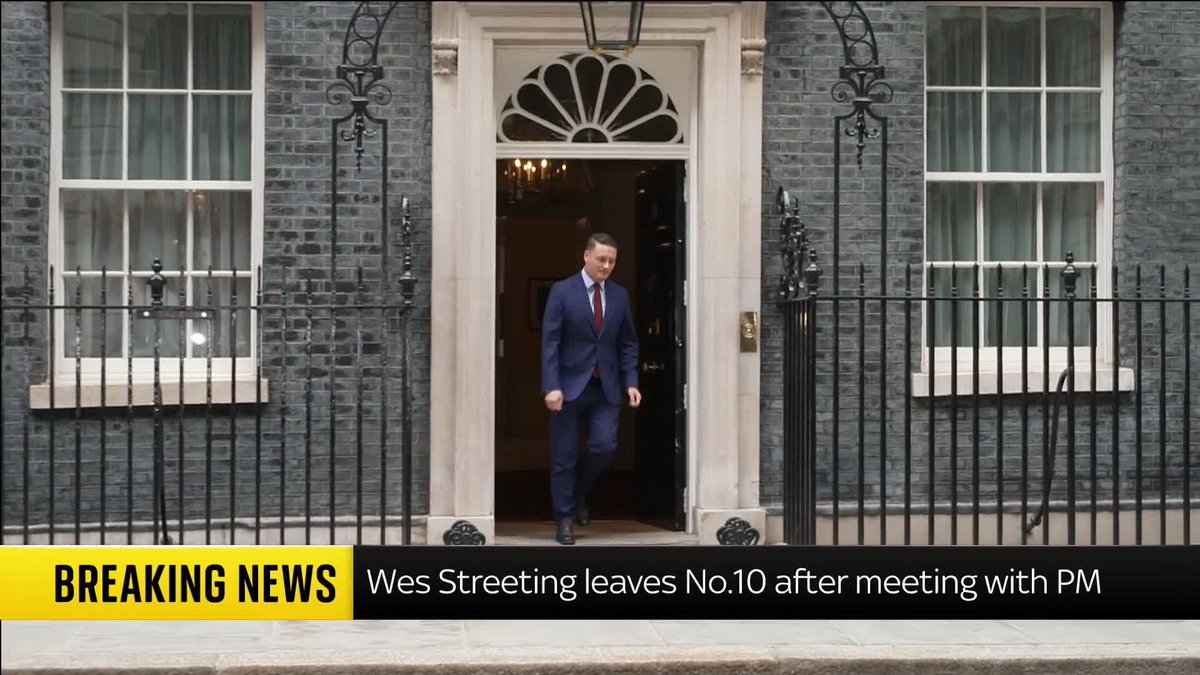 BREAKING: Wes Streeting has left Number 10 after his meeting with Sir Keir Starmer. He was inside the building for less than 20 minutes.