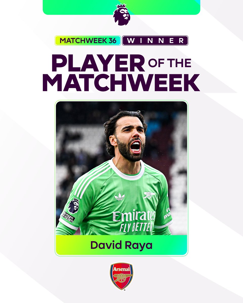 Stepping up when it matters 🧤 Arsenal's David Raya is the first goalkeeper to win Player of the Matchweek this season 🤝