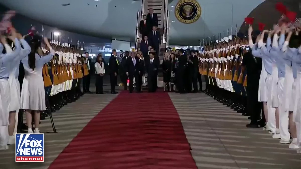 BREAKING: President Trump is greeted by a formal state welcome and massive fanfare in Beijing ahead of his meeting with Chinese President Xi Jinping.