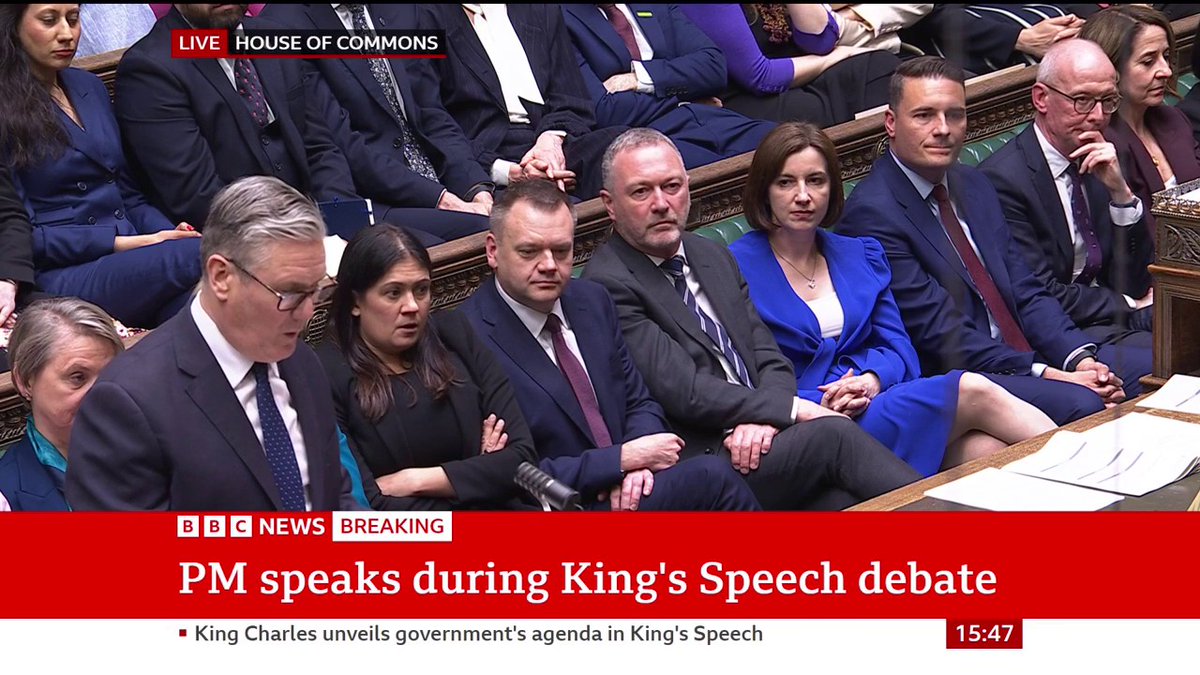 Turning back to the leader of the opposition, the PM says he and Kemi Badenoch have something in common: "Our parties both had tough results at the local elections last week, the difference is she hasn't noticed," he says Follow live:
