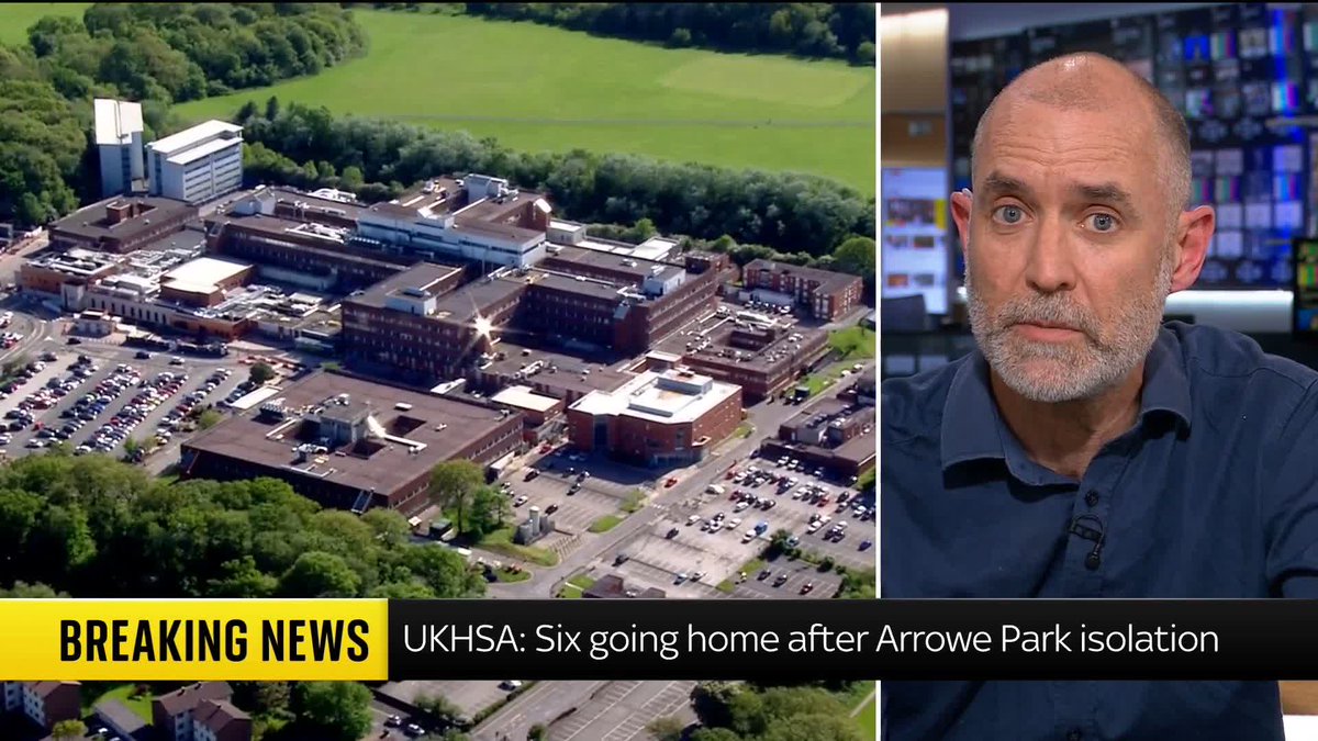 BREAKING: Six people who were on board the cruise ship linked to an outbreak on hantavirus have left Arrowe Park Hospital and will continue to isolate at home, the UKHSA has said. Sky's Tom Clarke has the latest ⬇️ Latest 🔗 📺 Sky 501 and Virgin 602