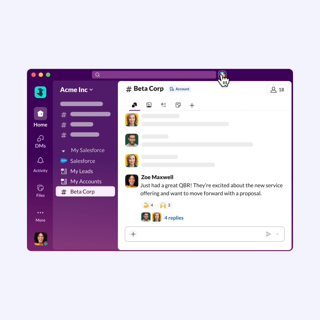 Your CRM shouldn't live in a separate tab. 🗂️👀 Available today, Slackbot can now create and update Salesforce records from right within Slack. All you have to do is ask. ☑️ Try it out today on Slack's Business+ and Enterprise+ plans. ⚡️
