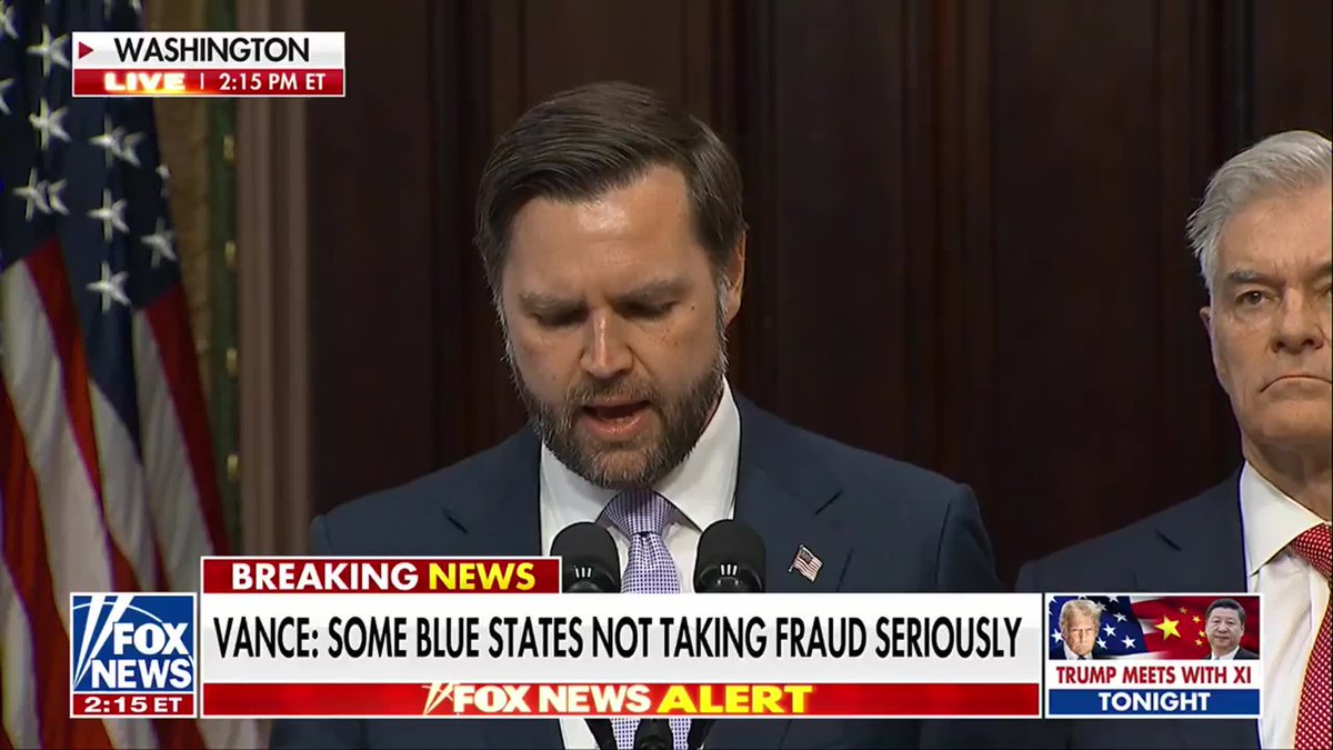 JUST IN: Vice President JD Vance rips the Biden administration’s failure to prevent medical identity theft after a California psychotherapist was stripped of her benefits. Vance highlights the doctor's case — 40 years in the medical field only to have her Medicare "turned off" because a fraudster exploited the system. "A fraudster had stolen her identity and signed her up for healthcare services that she didn't need, and so she had been turned off of the healthcare services that she did need." “This happens way too much in the United States of America. And it happens because until recently, we did not have a government or an administration that actually took the fraud program and took anti-fraud prevention seriously."
