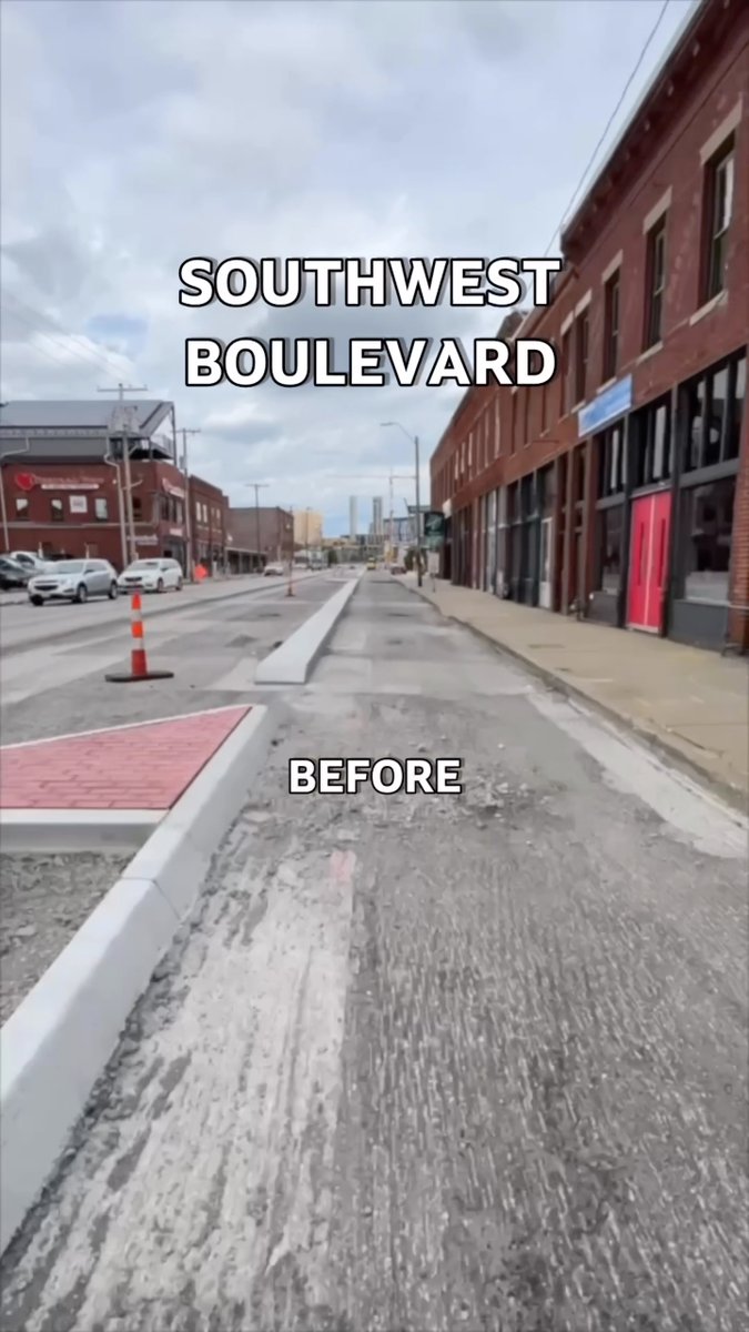 Construction is underway on Southwest Blvd (to Grand Blvd/19th St) 🚧 What’s changing: • 4 lanes → 2 thru-lanes + center turn lanes • New protected mobility lane • Safer crossings + improved navigation