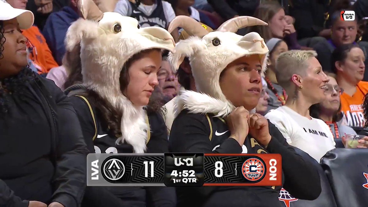 Fans are already wearing GOAT heads for A'ja Wilson 🚨 #WNBAonUSA | Aces ♠️