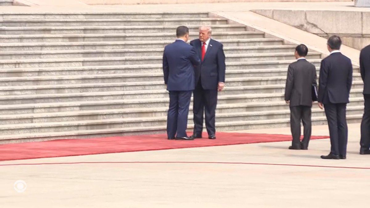 President Trump and Chinese President Xi Jinping shook hands outside Beijing's Great Hall of the People on Thursday morning local time ahead of their high-stakes meeting. This is the first visit to China by a U.S. president since Trump traveled to Beijing in 2017.