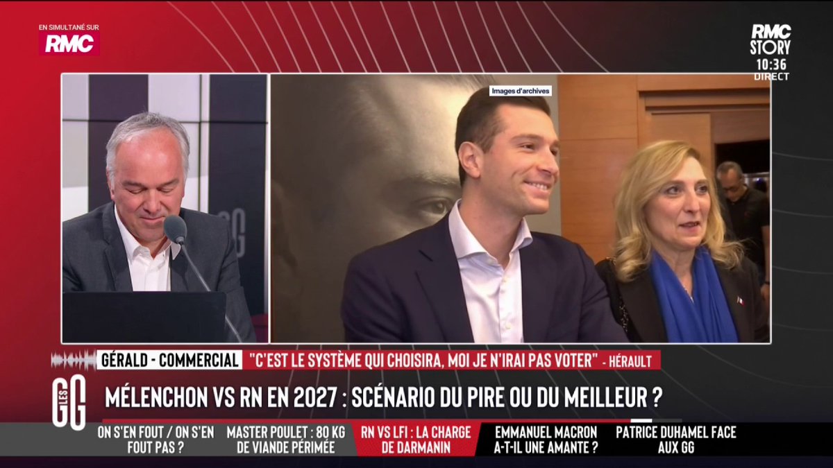 ⚔️ 2027 : Mélenchon vs Le Pen ou Bardella au second tour, meilleur ou pire des scénarios ? 📞 Gérald, au 3216 : "Pire des scénarios. Je n'y crois plus. On va nous mettre une personne du système. Je préfère la politique du chaos." #GGRMC