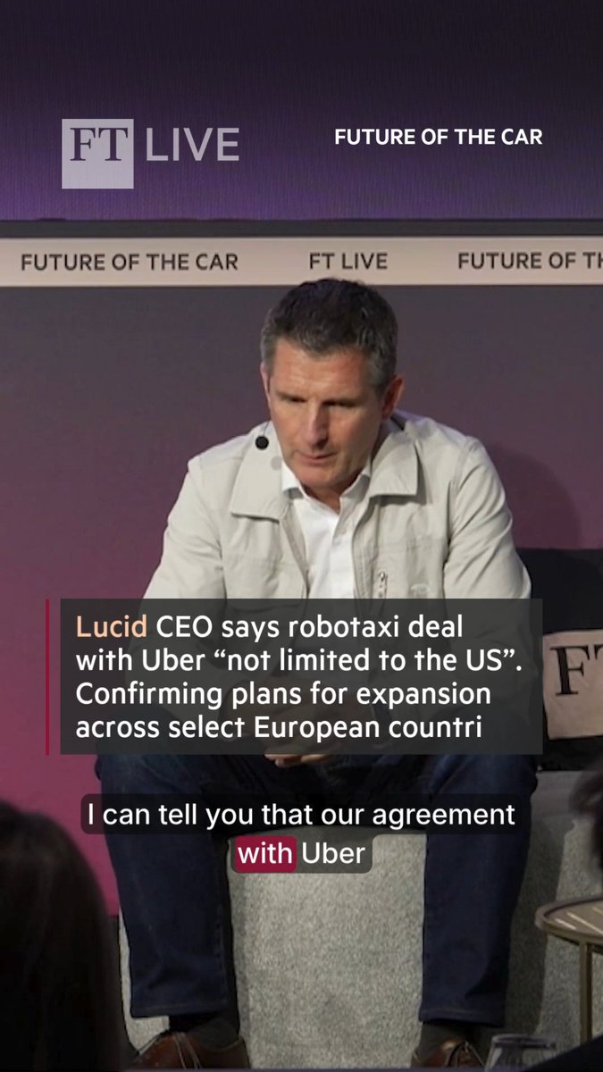 Robotaxis are going international. In an exclusive keynote with Lucid Motors Interim CEO Marc Winterhoff, the chief exec shared that Lucid's partnership with @uber and autonomous driving startup Nuro has plans to go beyond the United States and into European markets. #FTCar