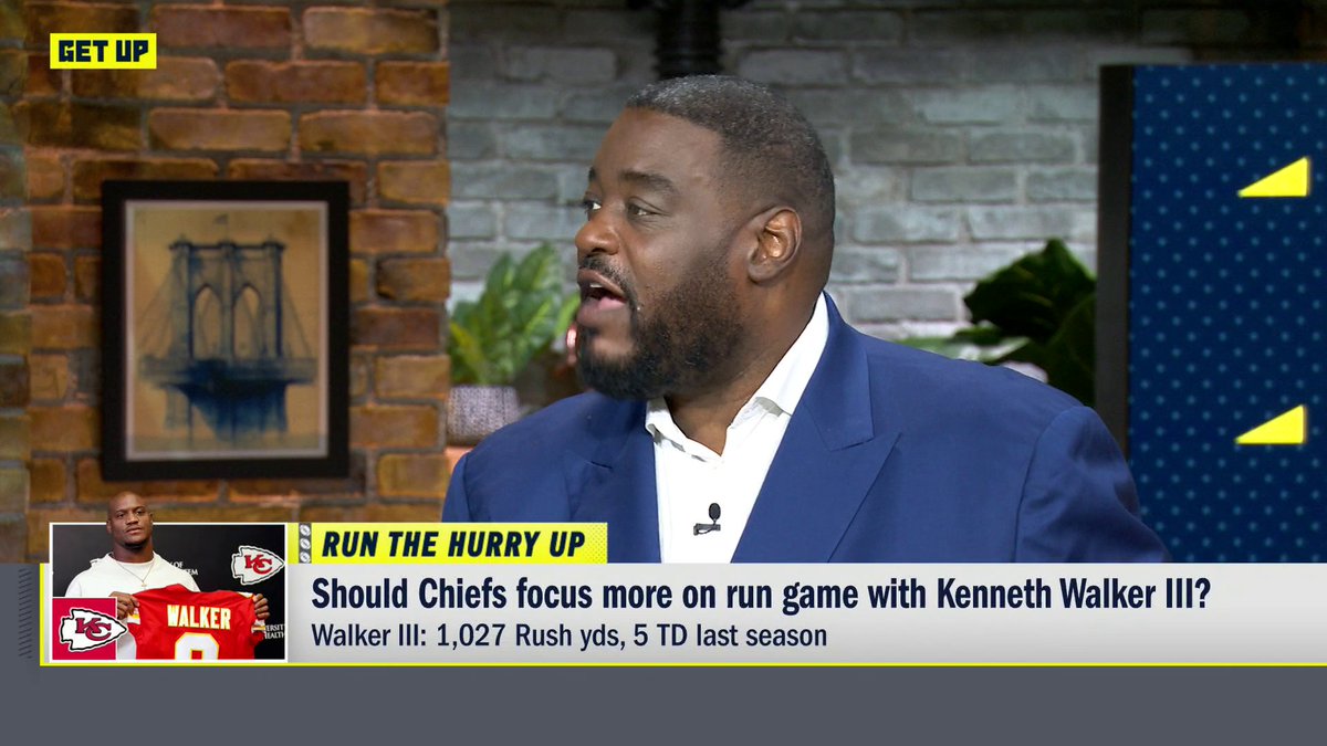 "There's not a better time for that to happen than now, because your quarterback is coming off an ACL." Damien Woody believes the Chiefs need to prioritize the run game this season 🏈