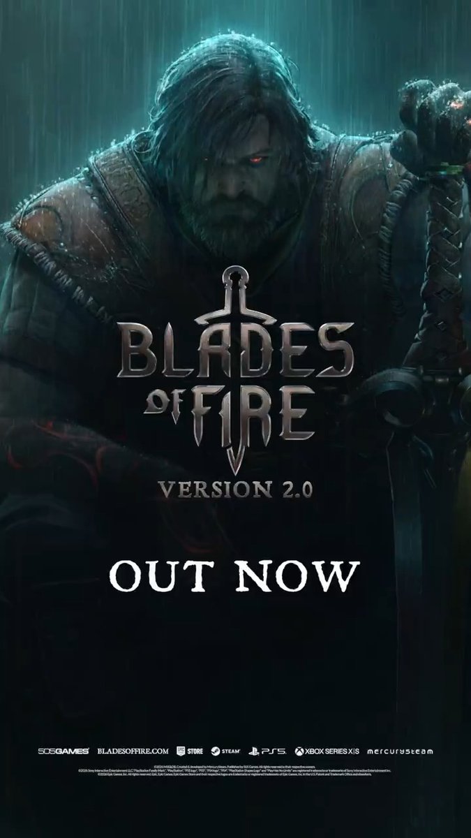 🔥Blades of Fire Version 2.0 is OUT NOW and it’s time to #ForgeYourLegend on Steam! Enjoy 25% off: Includes all-new content such as titanium mode, NG+, photo mode, anvil trials, new achievements &amp; more! Available as a free update across all platforms.