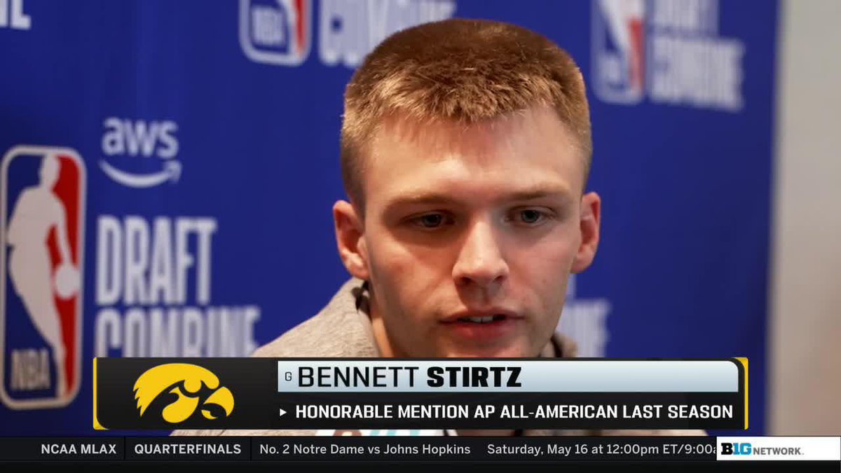"I feel like I'm the best shooter in this draft, and I want to prove that." Andy Katz caught up with Bennett Stirtz at the NBA Draft Combine 👇 #B1GToday x Iowa Men’s Basketball
