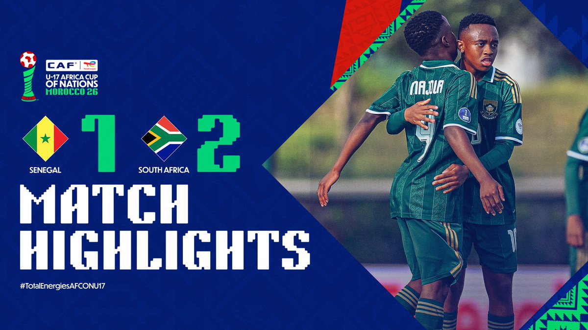 🎥 HIGHLIGHTS: 🇸🇳 1-2 🇿🇦 A big comeback and a big win for the Amajimbos against Senegal. 🤩 #TotalEnergiesAFCONU17