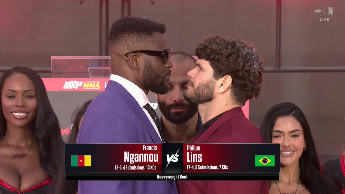 Francis Ngannou and Philipe Lins face off 👀💥 🎥 MVP - Most Valuable Promotions #RouseyCarano