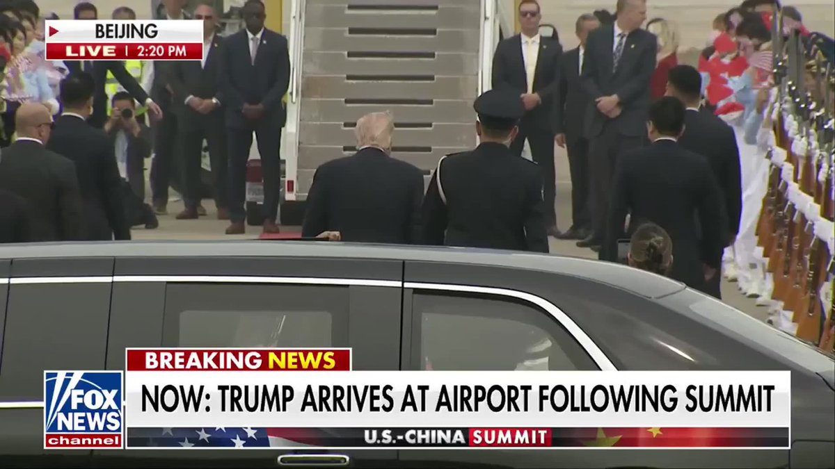 NOW: President Trump exits the Beast to fanfare and pumps his fist during a departure ceremony at Beijing Capital International Airport. Ahead of his departure, Trump met with Chinese President Xi Jinping and expressed optimism about hosting him in the U.S. this September. “You're going to walk away hopefully very impressed, like I'm very impressed with China."