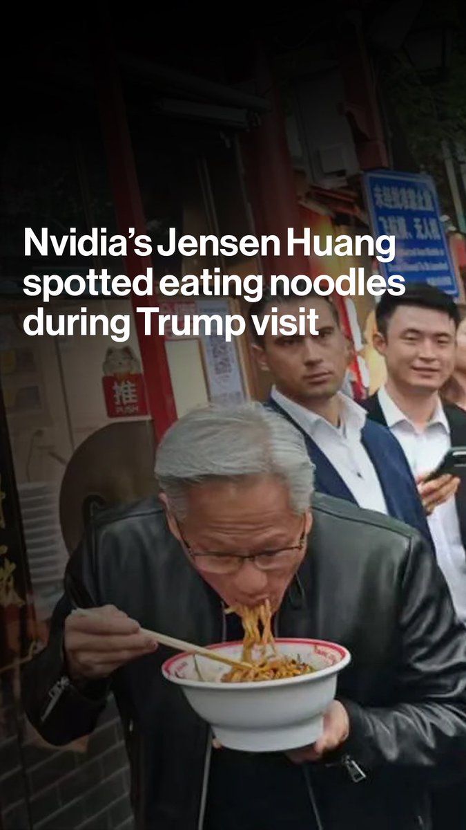 Nvidia CEO Jensen Huang was spotted eating Beijing’s famous fried bean sauce noodles. Huang, who is in Beijing as part of Donald Trump’s state visit to China, seemed perfectly content relishing the local staple right on the sidewalk. Follow our coverage from the summit: