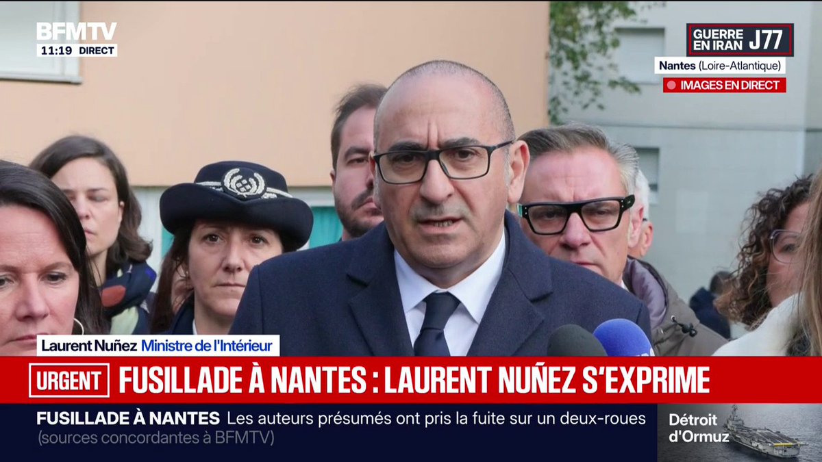 Fusillade à Nantes : "Deux individus ont ouvert le feu sur un groupe de jeunes adolescents", déclare le ministre de l'Intérieur, Laurent Nuñez