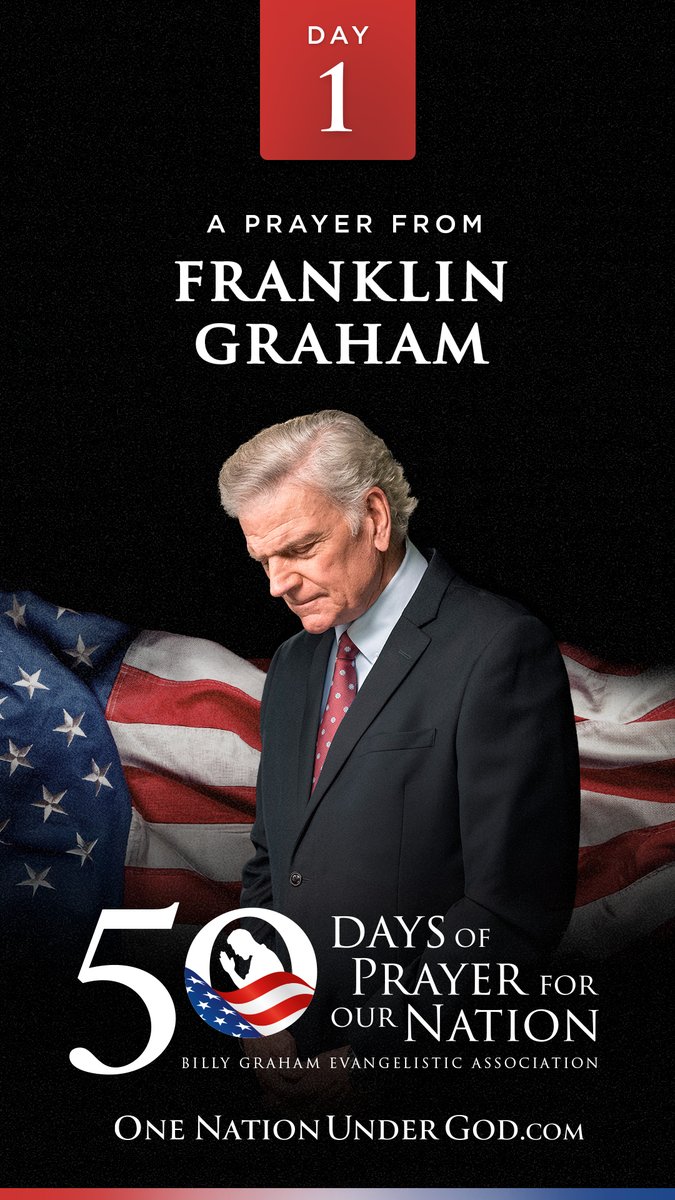 I’m calling for 50 days of prayer for our nation as we look forward to our 250th anniversary on July 4—and it begins today! Each day, a pastor from a different state will lead us in a prayer for America at noon ET right here on my X page, and I ask you to join us. Pray with me right now that we as individuals, and as a nation, will turn to the God of our fathers—the God of the Bible. And then come back at noon when a pastor from Alabama will lead us in prayer. I hope you’ll come back every day for 50 days—and share this with your friends and encourage them to pray! I believe in the power of prayer! #50Days50States50Prayers BGEA