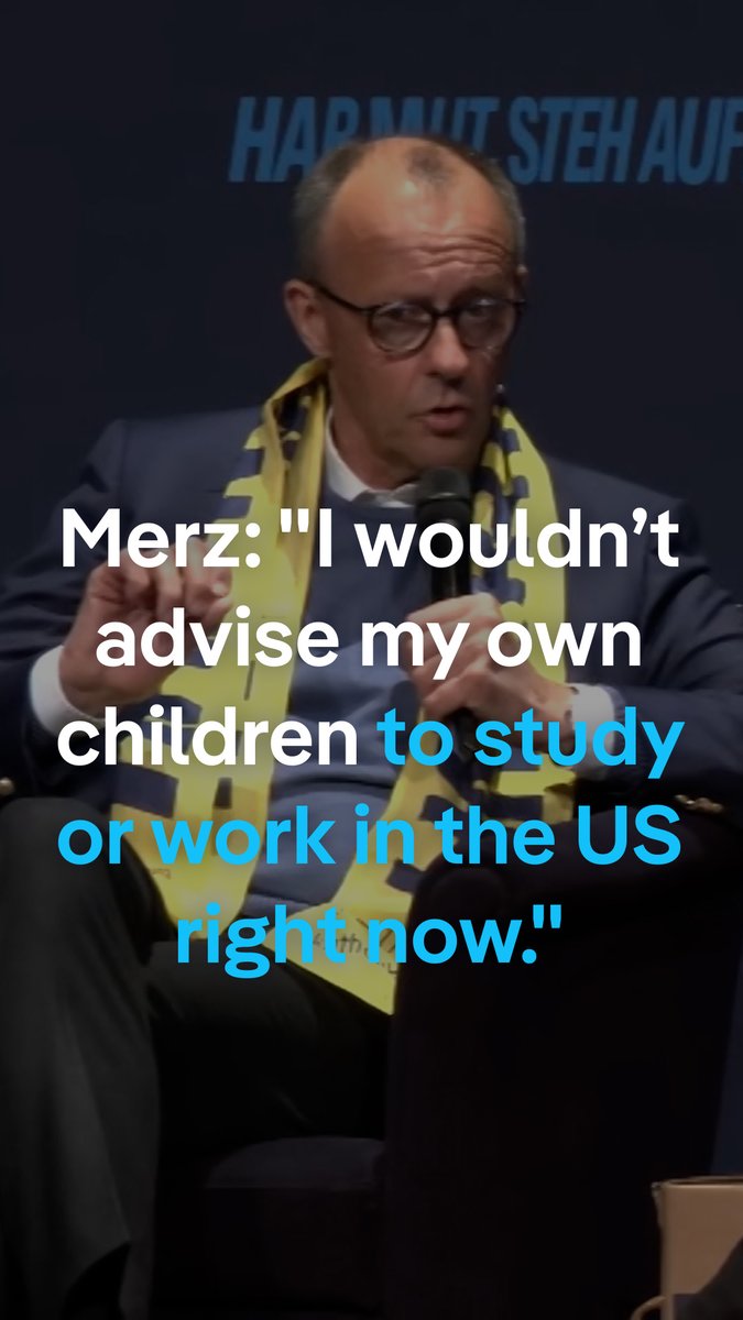 "I wouldn’t advise my own children to study or work in the US right now." That’s what German Chancellor Friedrich Merz told a Catholic youth group on Friday. He said that his goal was to ease young people’s anxiety about their future in Germany.