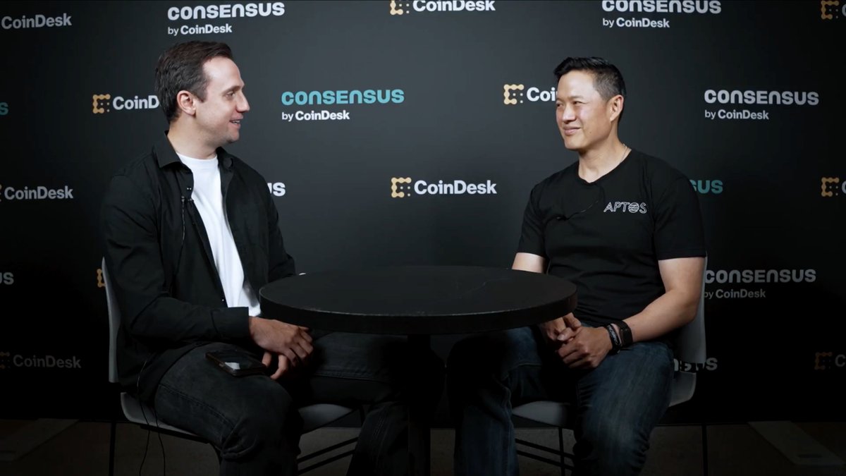 Confidential APT. $2B+ perp volume on Decibel. Shelby connecting AI to the compute economy. Quantum-ready infrastructure. Aptos Labs' avery.apt 🇺🇸 with The Block's Gareth Jenkinson at Consensus Miami 2026 on all things Aptos, the full stack for markets and machines.