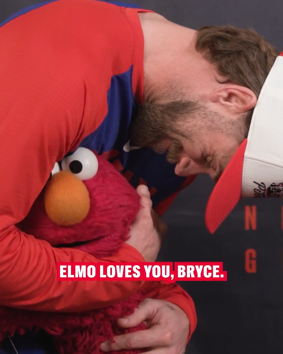 Elmo was feeling a little homesick when he was in town, so Mr. Bryce Harper helped show him Philly is a lot like Sesame Street 🤗