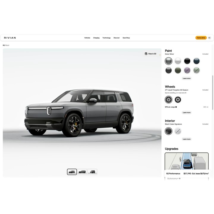 The R2 configurator is live. Explore paint colors, interiors, wheels and more. Head to our website and start building.