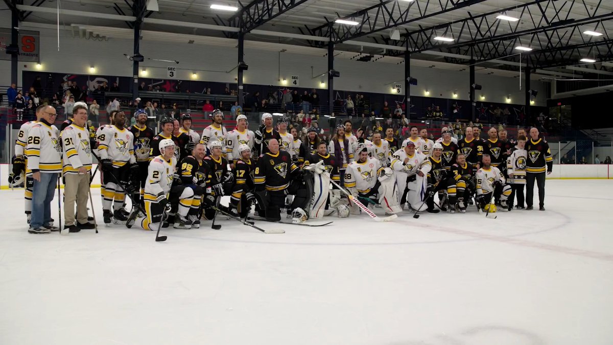 Unleashed the healing power of hockey 🙌 Bryan Rust, Dan Muse, and Nick Bonino joined forces with local veterans and first responders in the Hero & Celebrity Charity Game benefitting Malone Family Foundation.
