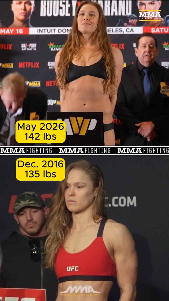 It's been nearly 10 years since fans got to see Ronda Rousey step on the scale before a fight 👊⚖️ #RouseyCarano