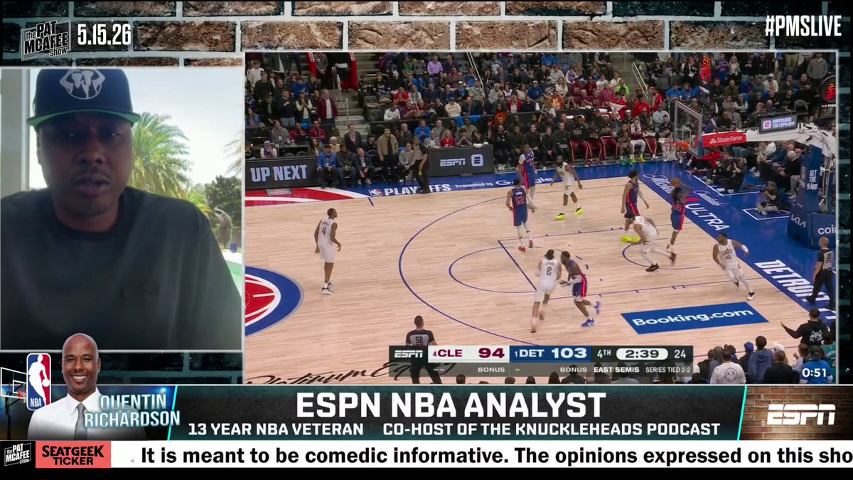 .Quentin Richardson thinks the Cavs will win the series vs. the Pistons 👀 (via Pat McAfee)