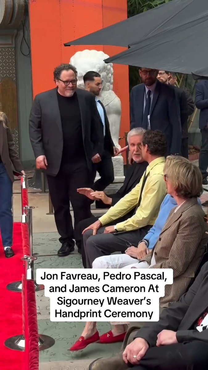 This is the Way! Jon Favreau, Pedro Pascal, and James Cameron made an appearance at Sigourney Weaver's handprint ceremony.
