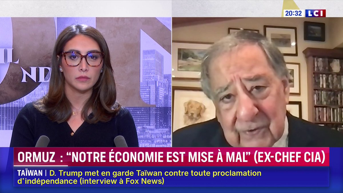 ▶️ Iran 🗣️ "J'ai été stupéfait que le président se dise surpris par la fermeture du détroit d'Ormuz par l'Iran", confie Léon Panetta, ancien directeur de la CIA. "Notre économie est mise à mal ... L'Iran dispose d'un formidable levier", ajoute-t-il. 📺 ✦ Margot Haddad ✦ sur LCI
