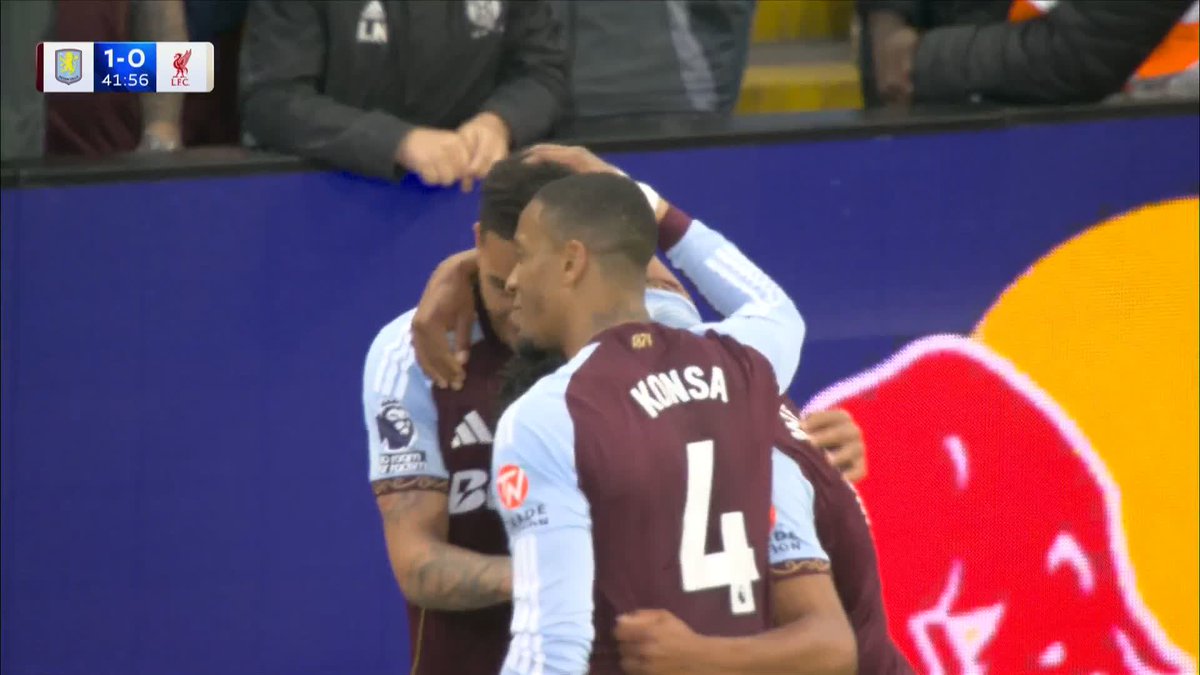 Morgan Rogers with a stunning finish to give Aston Villa the lead over Liverpool 🎯