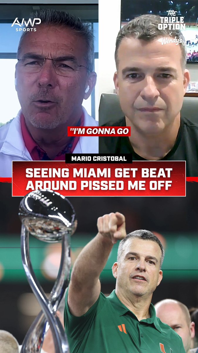 #WendysPartner Coach Cristobal told me on the The Triple Option that he was tired up of seeing his old team get beat up from afar. This is why taking the Miami job was a no-brainer Wendy’s
