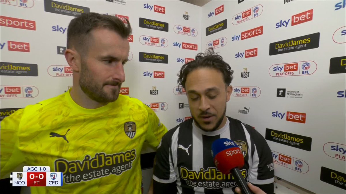 "To take Notts [County] to Wembley is for me and my family a really special moment" James Belshaw and Jodi Jones react after reaching the League Two play-off final ✅